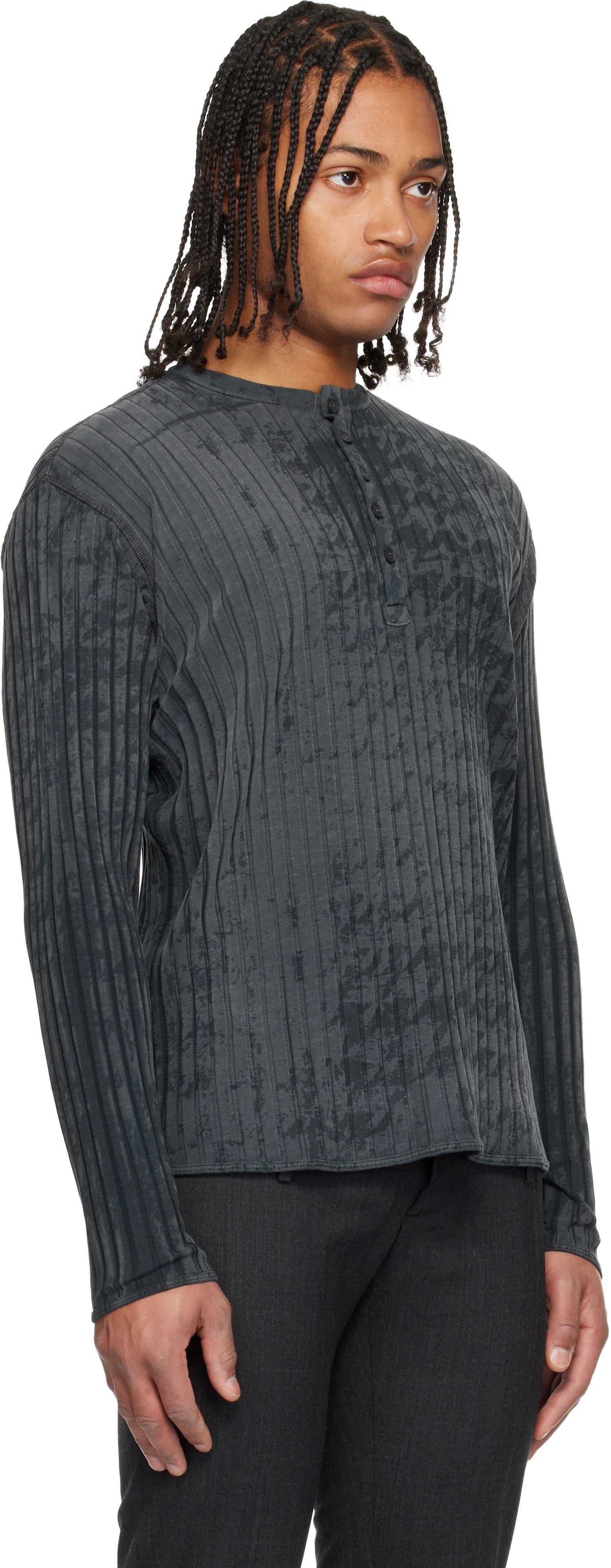 Majica Diesel T-Ally-Pie Long Sleeve Patterned Ribbed Henley Siva | A21589-0QKBU-02A, 1