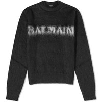 Pleteni pulover Balmain Balmain Brushed Mohair Logo Pullover Jumper Črna | BF0KD025KF38-EAB, 1