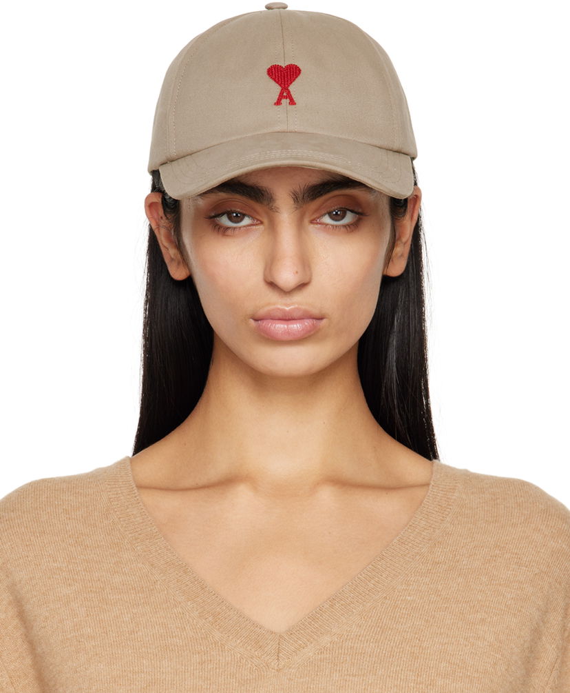 Kapa AMI Cœur Embroidery Cap Bež | UCP006.AW0041