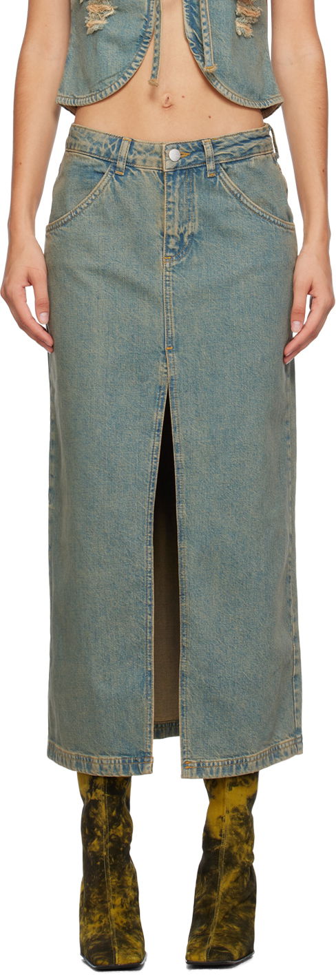 Krila Miaou Miaou Rowan Denim Maxi Skirt Modra | 4034SD4GAD