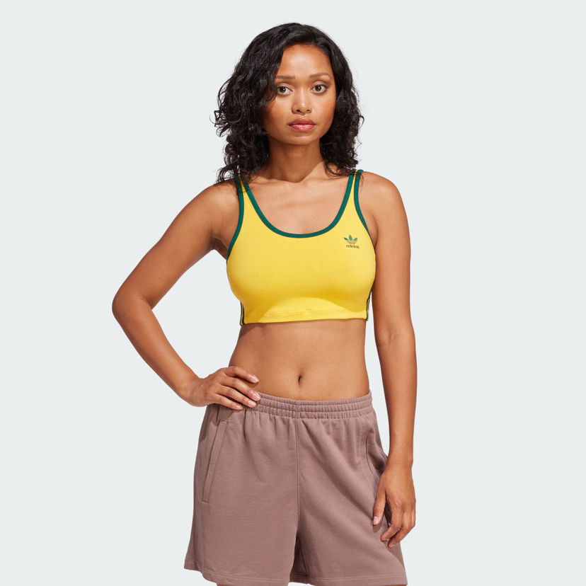 Modrček adidas Performance 3-Stripes Crop Sports Bra Rumena | JP2291
