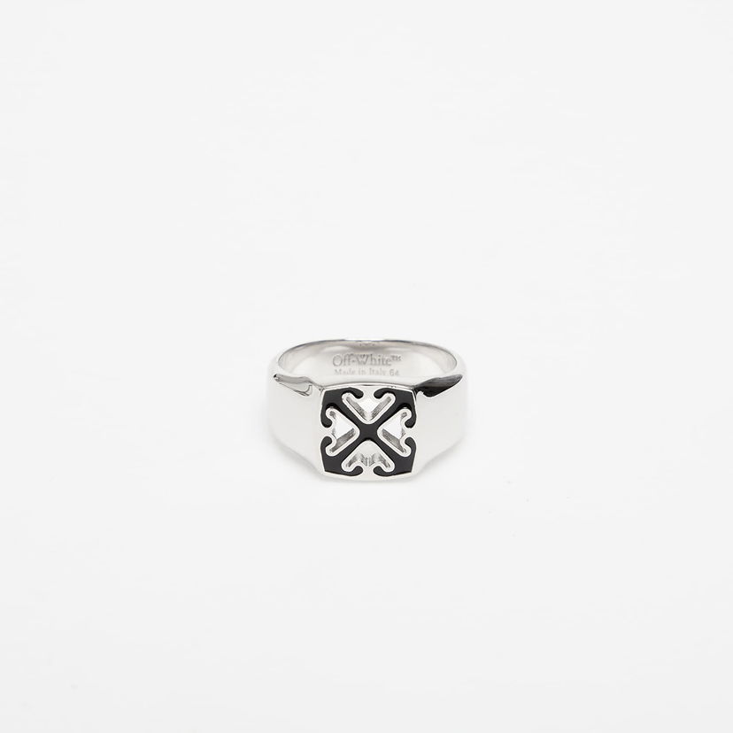 Prstan Off-White Enamel Arrow Ring Silver/ Black Kovinski | OMOC078C99MET0017210