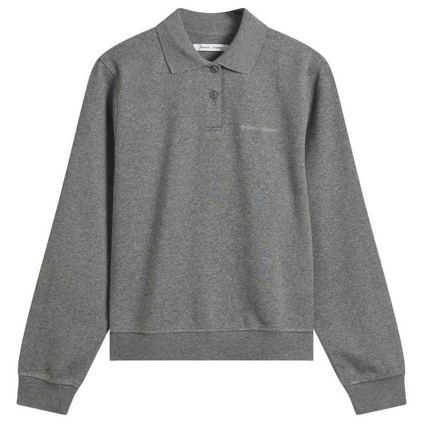 Polo majica Samsoe Samsoe Sadory Long Sleeve Polo Top Siva | F25400107-CLR001804