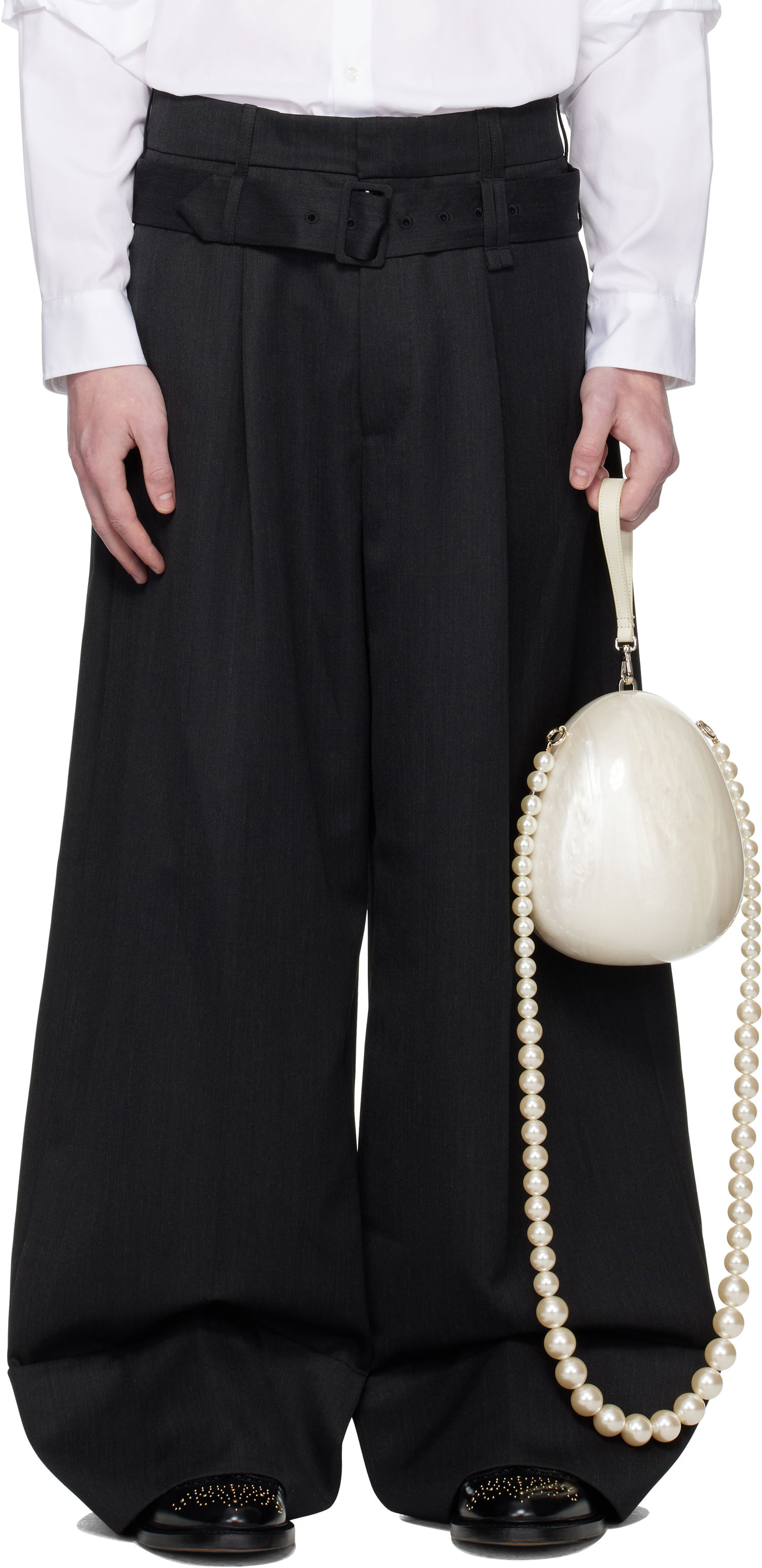 Hlače Simone Rocha Simone Rocha Wide Leg Multi Belt Loop Trousers Črna | 4159 1217, 0
