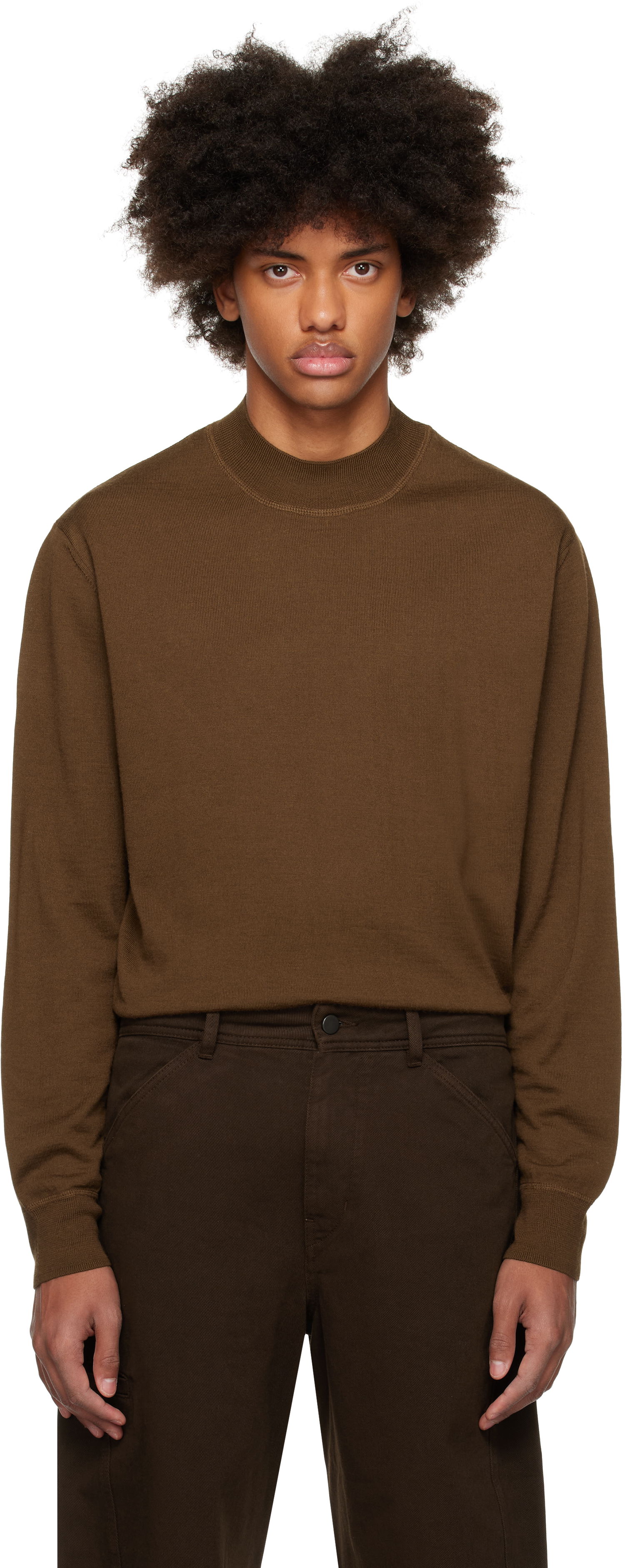 Pleteni pulover LEMAIRE Mock Neck Sweater Rjava | TO1321 LK087, 0