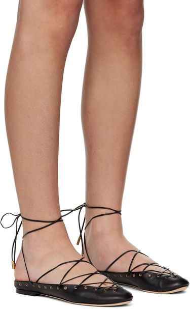 Superge in čevlji CHLOÉ Chloé 'Chloé' Ghillies Ballerina Flats Črna | CHC25U10BRI, 3