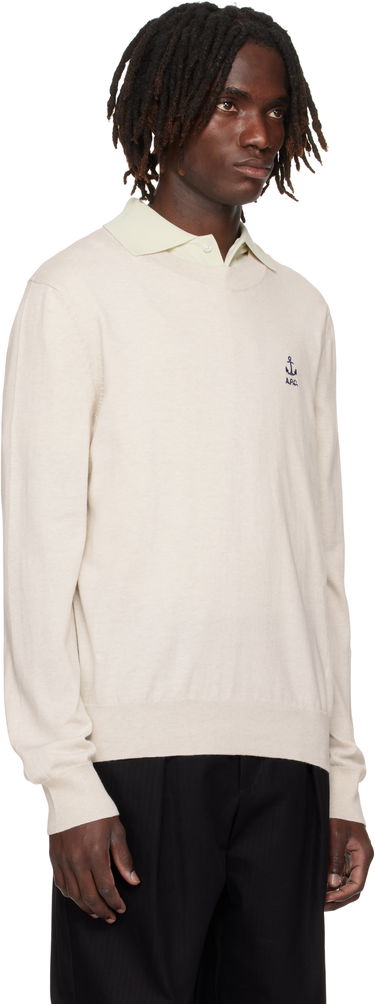 Pleteni pulover A.P.C. A.P.C. Gabin Anchor Logo Knit Sweater Bež | COGDK-H23412, 1