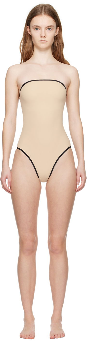 Kopalke TOTEME TOTEME Women's Bandeau One-Piece Swimsuit Bež | 241-WSW1027-FB0097