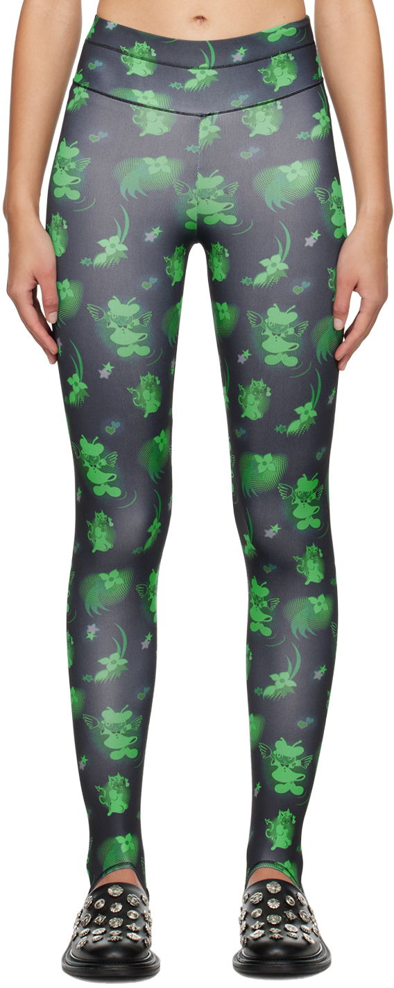 Pajkice Chopova Lowena Cartoon Print Leggings Zelena | 4093