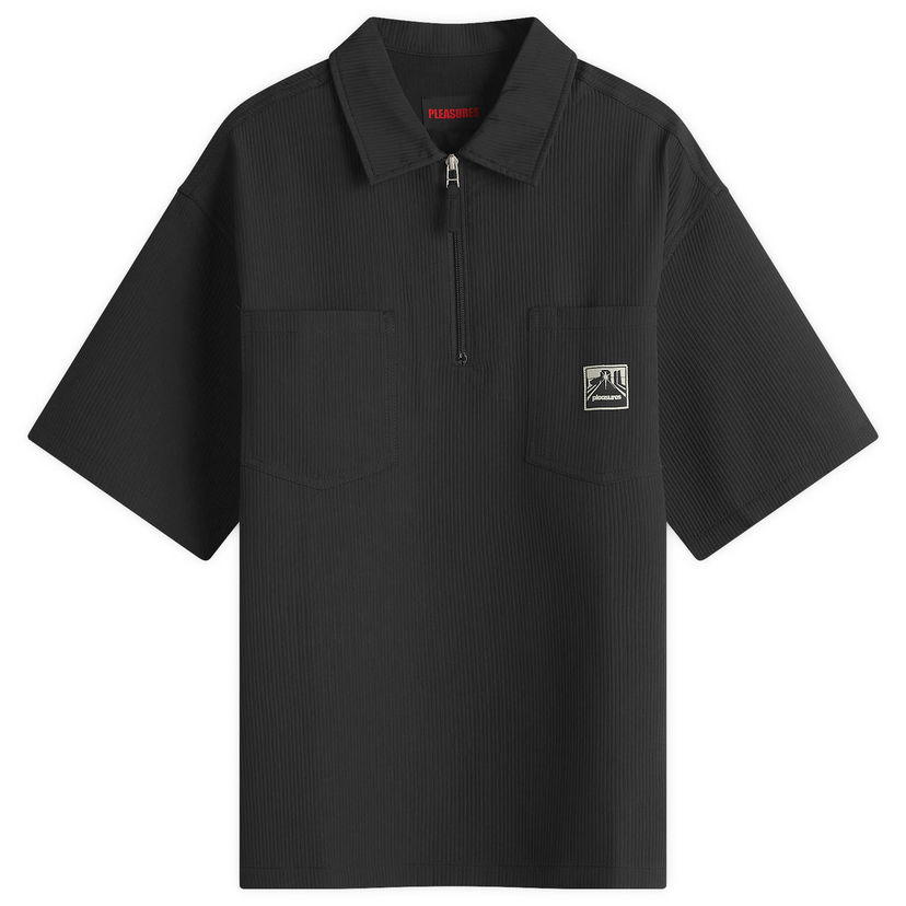 Polo majica Pleasures Electron Half Zip Shirt Črna | P25SP023-BLK