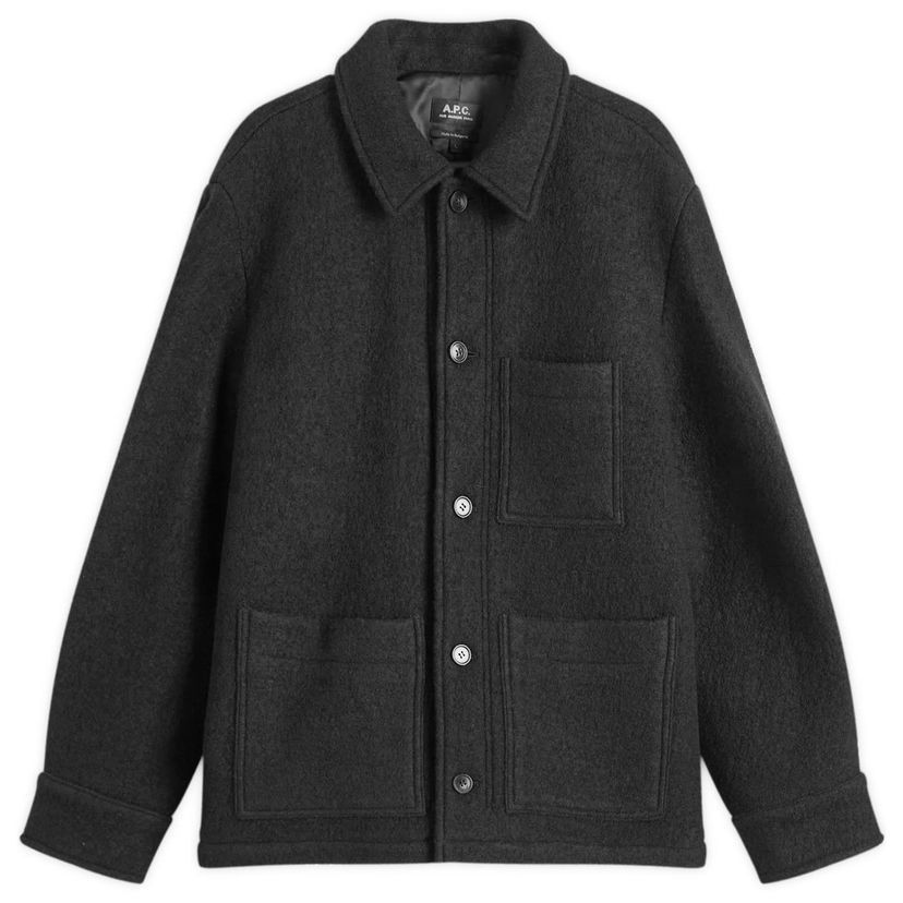 Jakna A.P.C. Men's Emile Felted Wool Chore Jacket, Size Small Črna | WVBEH-H32029-LZZ
