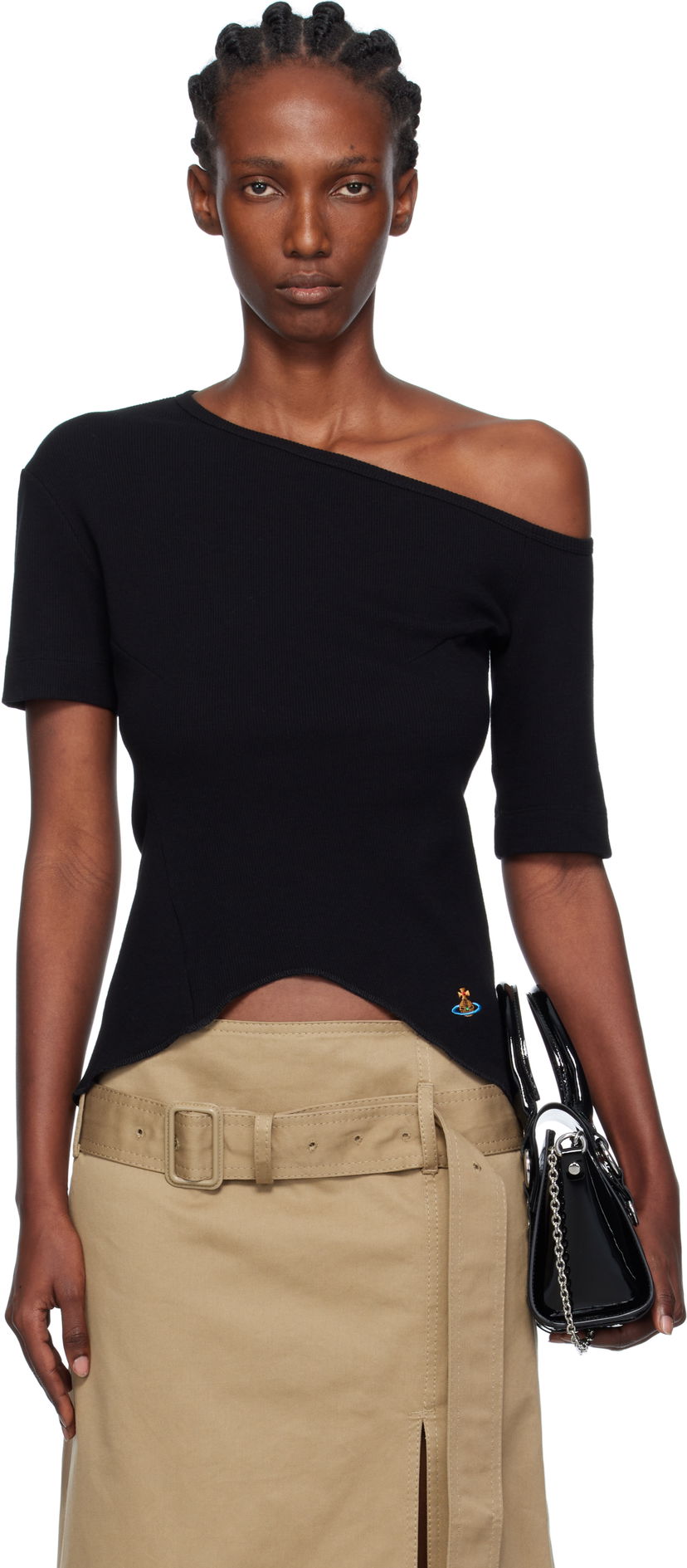 Majica Vivienne Westwood Vivienne Westwood Asymmetrical Shoulder T-Shirt Črna | 1G010010-J009C-