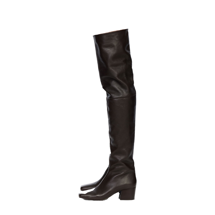 Superge in čevlji LEMAIRE Knee-High Leather Boots Rjava | FO0070 LL0043