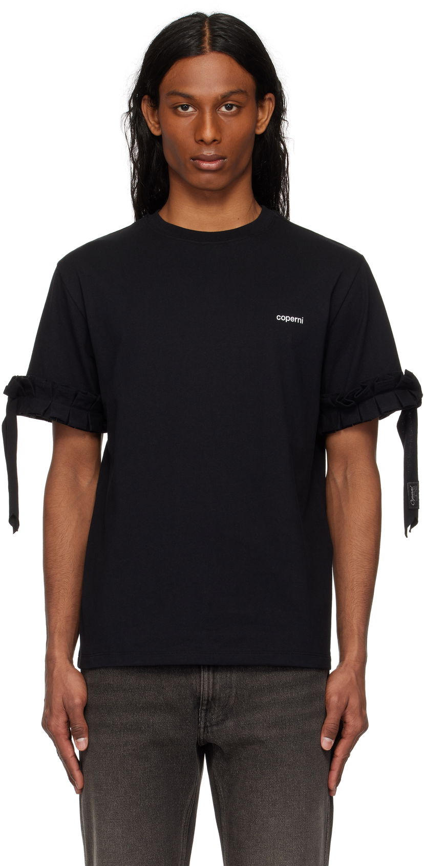 Majica Coperni Coperni Ruffle Logo Boxy T-Shirt Črna | COPJS133F5028MEN