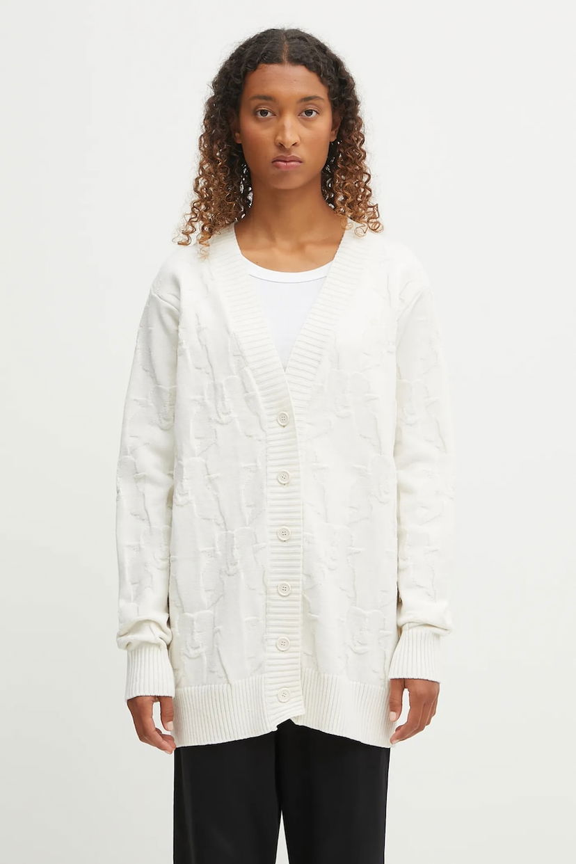 Pleteni pulover Fiorucci Fiorucci Kissing Angels Long Cardigan Bela | W02FPKCA254KN01WH01