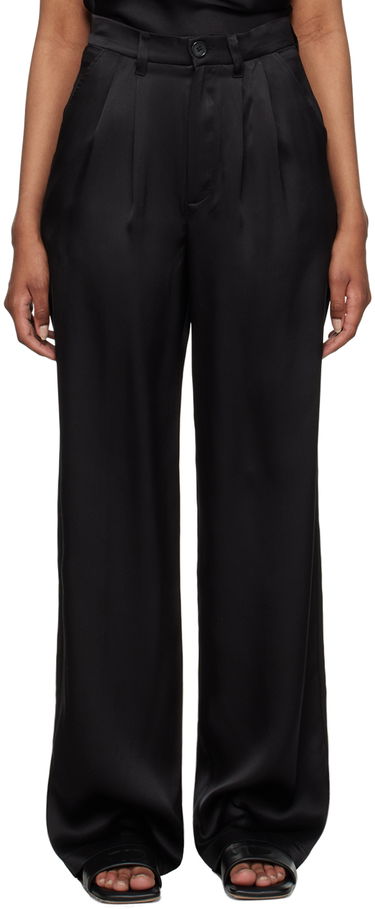 Hlače Anine Bing Carrie Satin Wide Leg Trousers Črna | A-03-3269-000B, 0