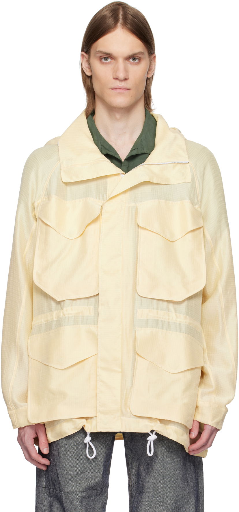 Vetrovka Ranra RANRA Explorer Silk Ripstop Long Hoodie Jacket Rumena | AMSS25OW01516