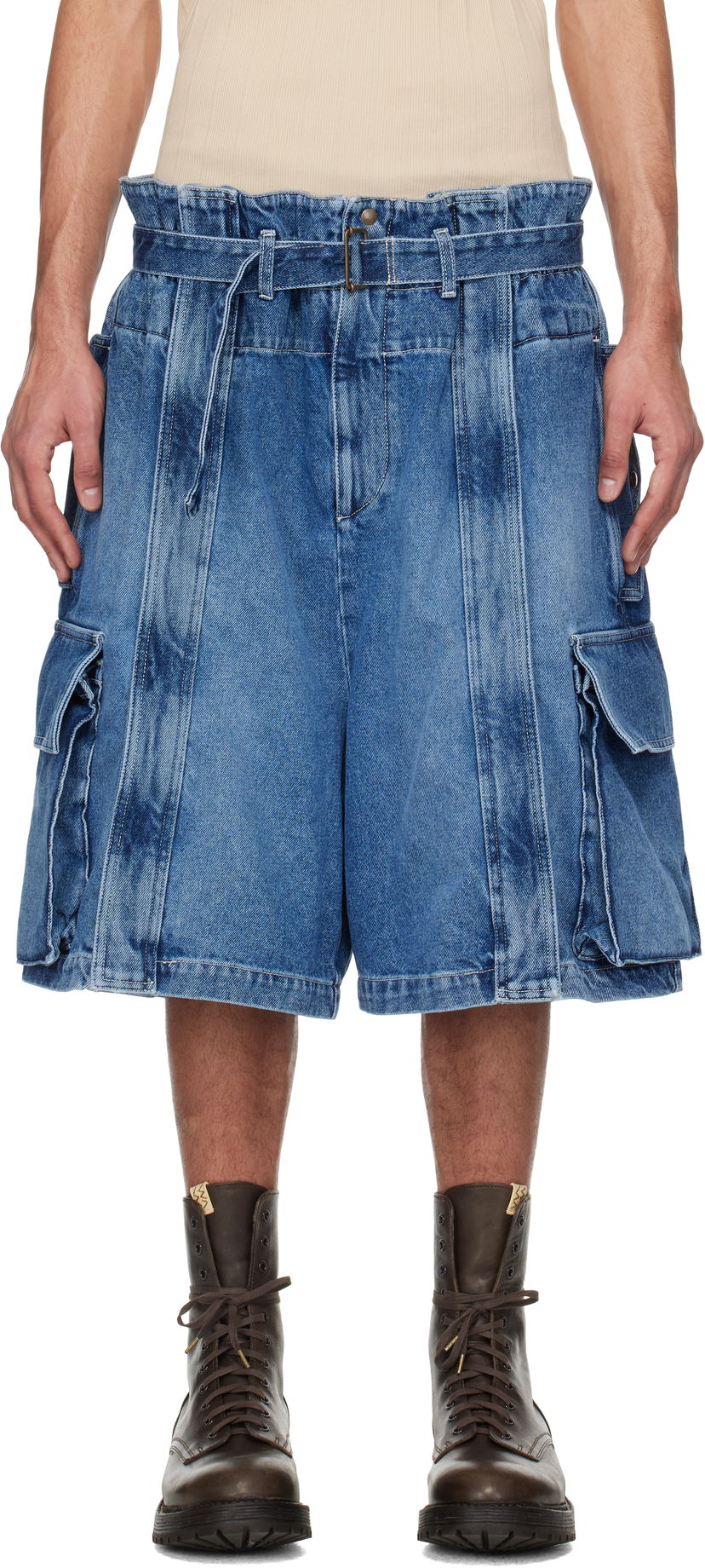 Kratke hlače HED MAYNER Hed Mayner Denim Cargo Shorts Modra | HMMA67025A-HA191