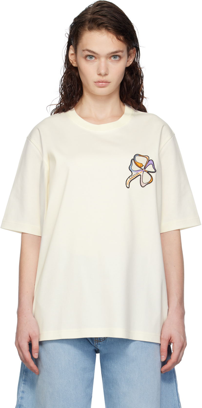 Majica LANVIN Clover Snake Patch T-shirt Bela | RU-TS0010-J156-H24