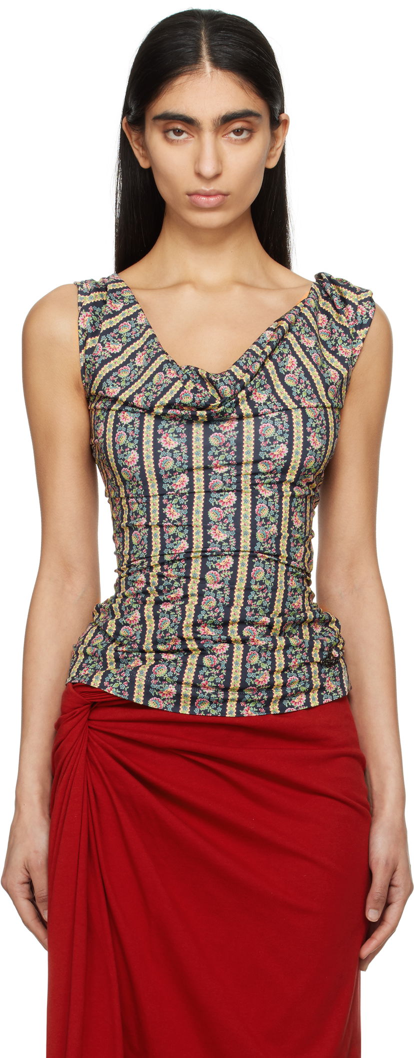 Majica brez rokavov Vivienne Westwood Vivienne Westwood Ginnie Floral Jersey Sleeveless Top Črna | 16030007-J008A-