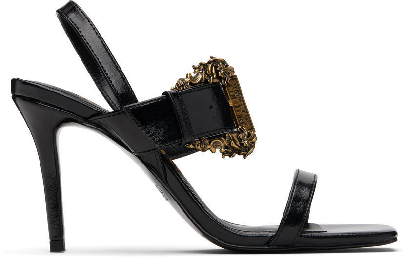 Superge in čevlji Versace Versace Jeans Couture Baroque Buckle Emily Sandals Črna | E79VA3S71_EZSC35