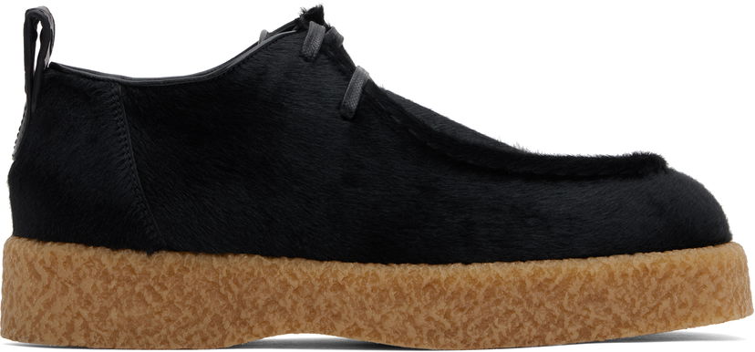 Superge in čevlji Bottega Veneta Torino Hairy Lace-Up Derbys with Crepe Soles Črna | 806448V2CU01000