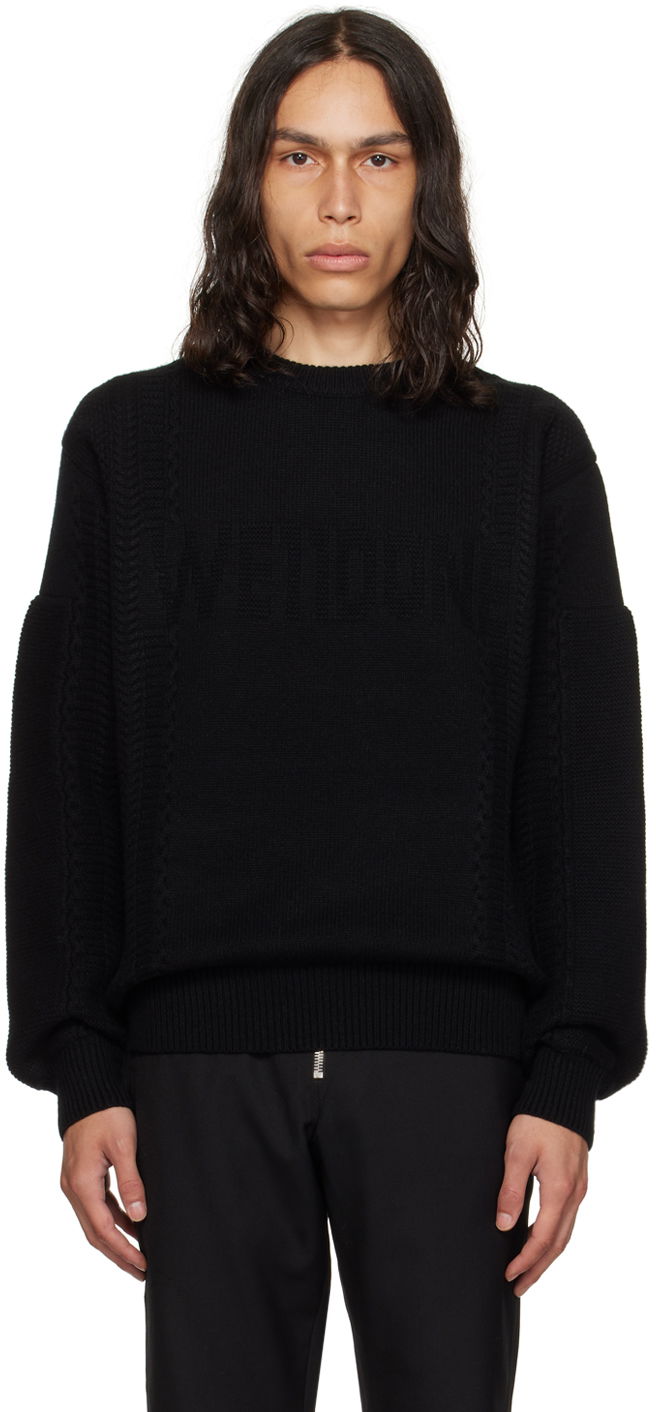 Pleteni pulover We11done We11done Square Patch Sweater Črna | WD-KT3-23-643-U-BK