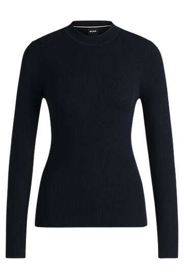 Pleteni pulover BOSS Ribbed Knit Sweater Mornarica | 50489430