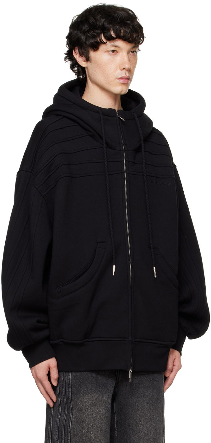 Pulover Feng Chen Wang Feng Chen Wang Pleated Zip-Up Hoodie Črna | FUF18HD03B, 1