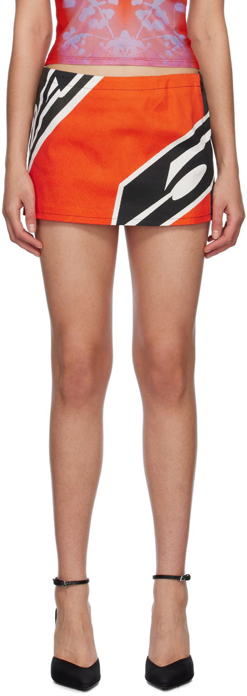 Krila Miaou Miaou Fig Print Miniskirt Rdeča | 4016SCROM