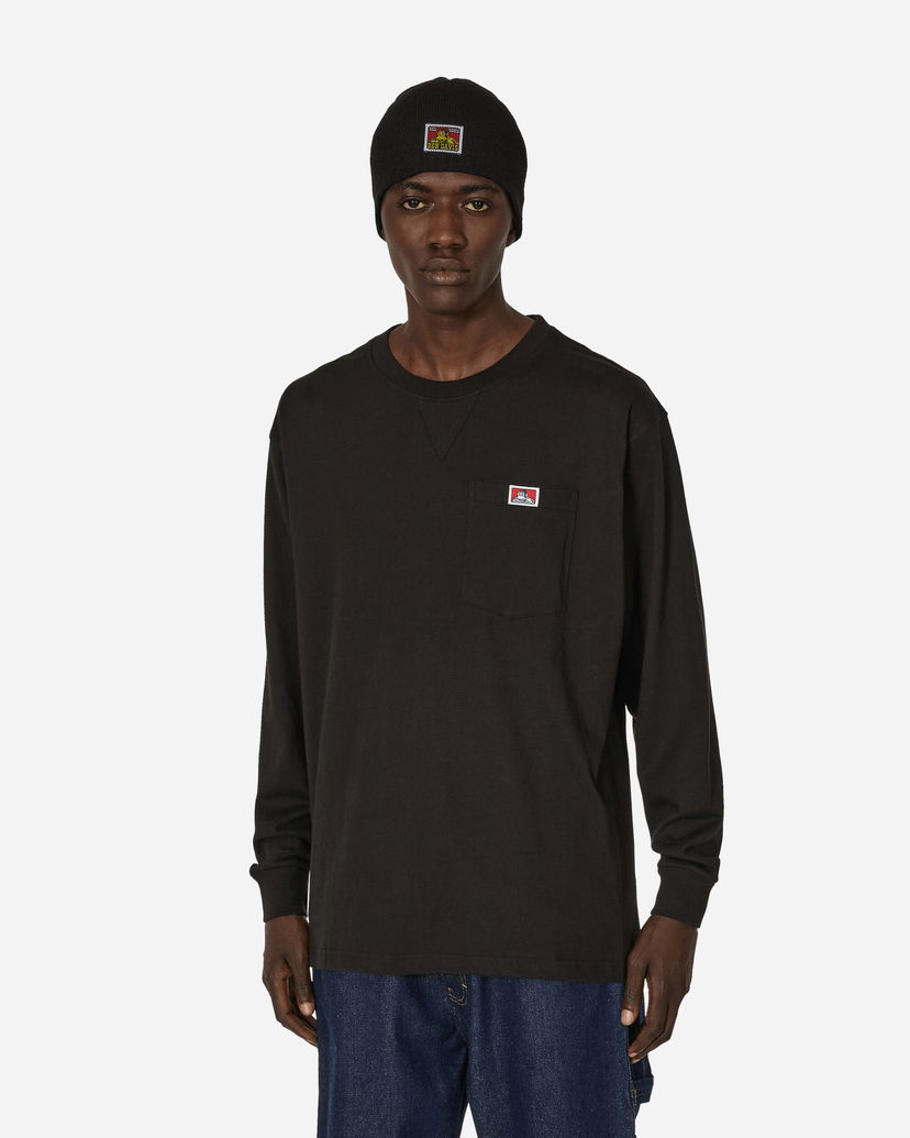 Majica Ben Davis Classic Label Pocket Long Sleeve T-Shirt Črna | BEN934 001
