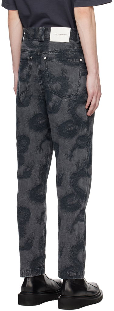 Hlače Feng Chen Wang Feng Chen Wang Dragon Print Jeans Črna | FMS17TR08, 2