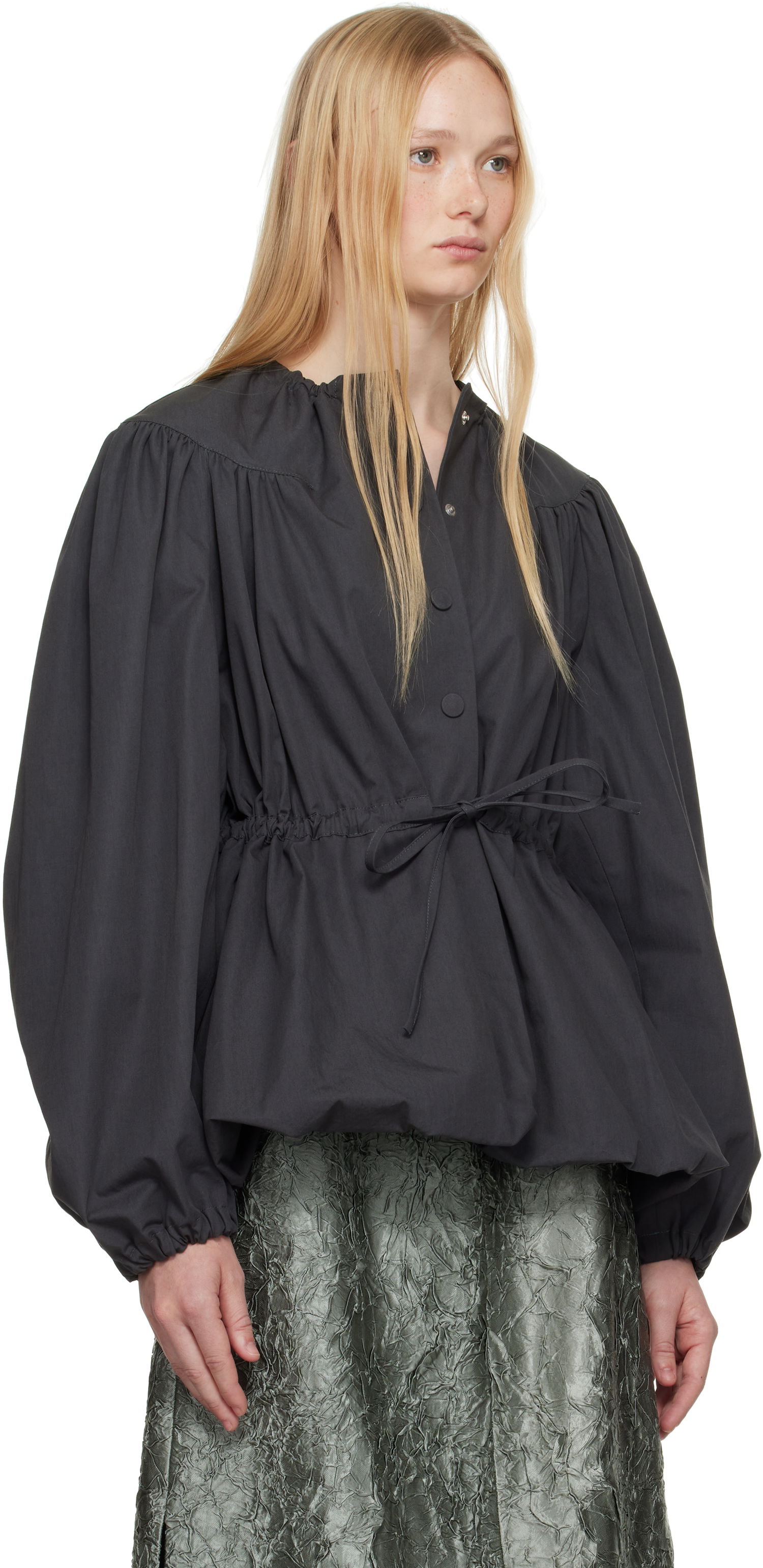 Srajce Dries Van Noten Dries Van Noten Drawstring Peplum Top Črna | 251-010501-1449, 1