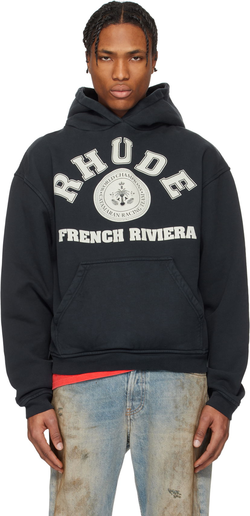 Pulover Rhude Rhude 'French Riviera' Graphic Hoodie Črna | RHPS25HO04012