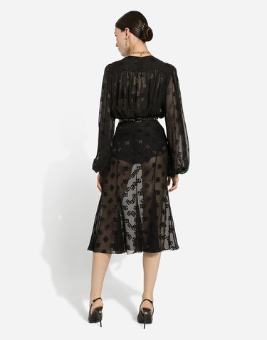 Krila Dolce & Gabbana Devore Satin Godet Skirt Črna | F4CCHTFJ9AFN0000, 2