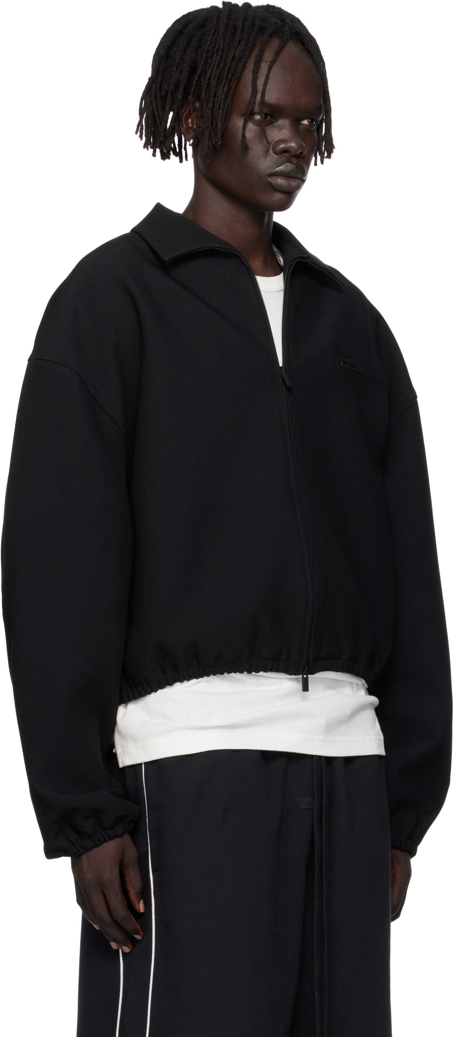 Jakna Fear of God ESSENTIALS Bonded Canvas Zip-Up Jacket Črna | 202SP258060F, 1