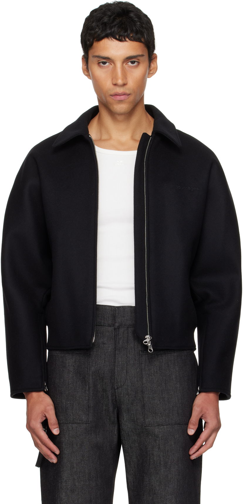 Bomber jakna Courrèges Courrèges Embroidered Wool Bomber Jacket Črna | 325CBL308WO0118