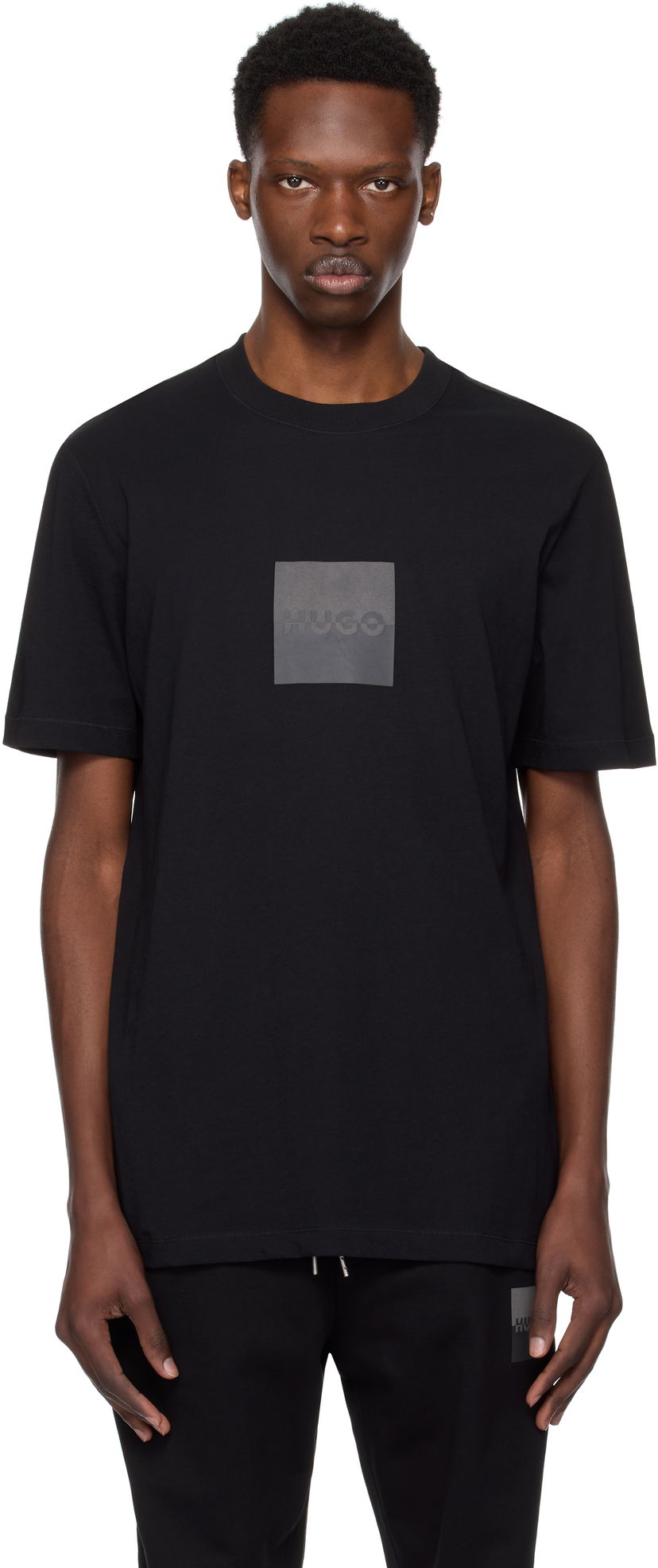 Majica BOSS Hugo Cotton Jersey Split Logo T-Shirt Črna | 50542784