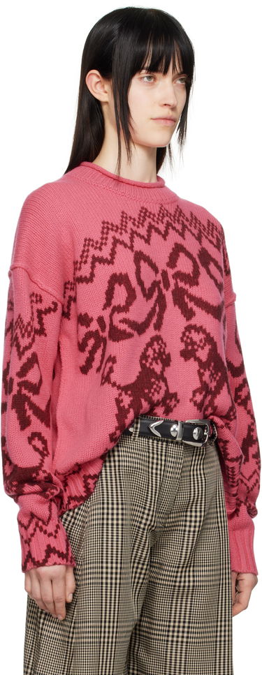 Pleteni pulover Acne Studios Acne Studios Poodle Intarsia Knit Sweater Bež | A60560-, 4