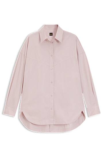 Srajce BOSS Oversized Cotton Poplin Blouse Roza | 50543546