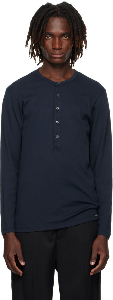 Majice in brezrokavniki Tom Ford TOM FORD Cotton Henley Mornarica | T4M151040, 0
