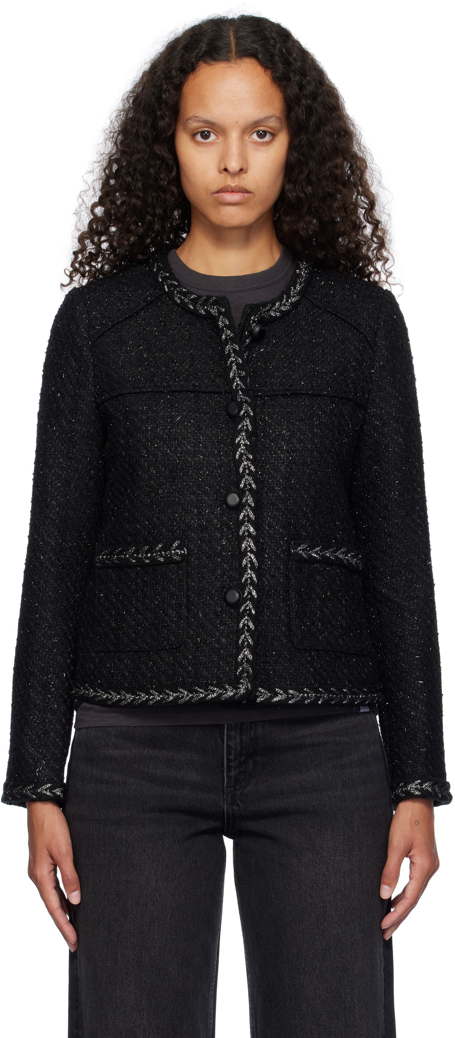 Jakna rag & bone rag & bone Mirabelle Tweed Jacket Črna | WAW24F40157915, 0