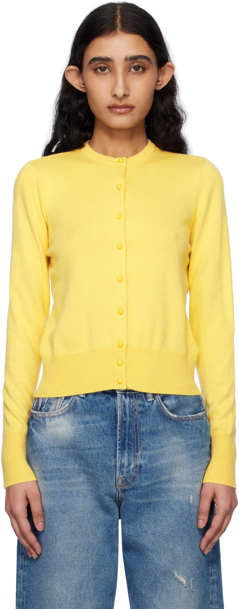 Pleteni pulover GUIZIO Guizio Emelie Cropped Cardigan Rumena | S25106S047