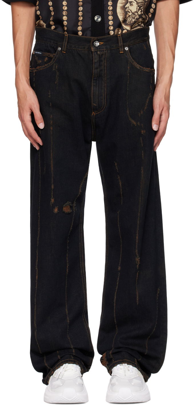 Kavbojke Dolce & Gabbana Black Wide-Leg Jeans Črna | GWVNXDG8JF0