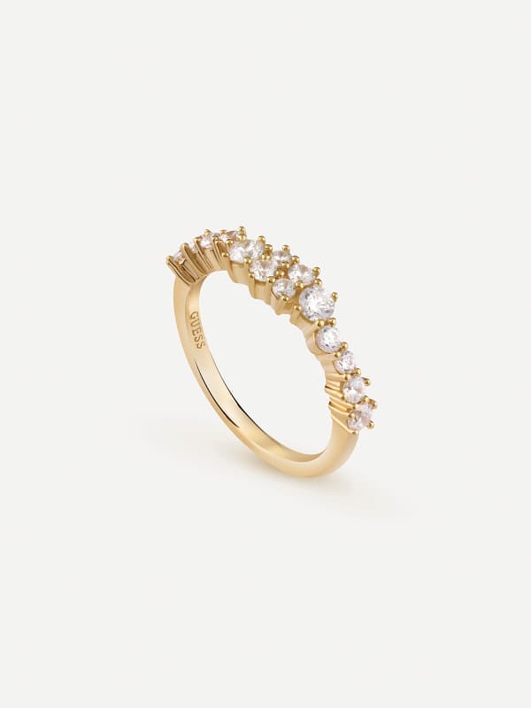 Prstan GUESS Gold Tone Crystal Ring Kovinski | JSBR04480JW