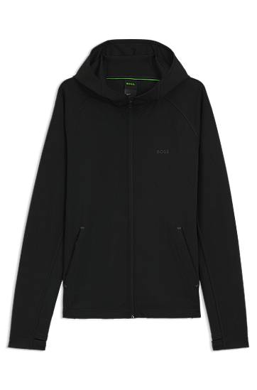 Pulover BOSS Stretch Zip-Up Hoodie with Moisture Management Črna | 50531224, 0