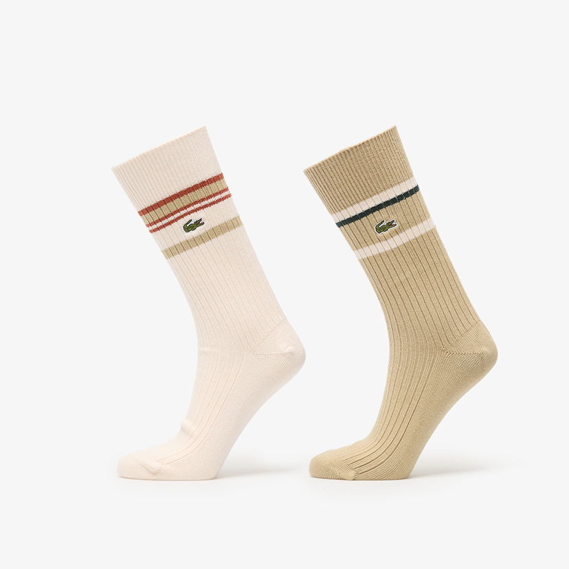 Nogavice Lacoste Lacoste Striped Ribbed Socks Bež | RA5988 7PT