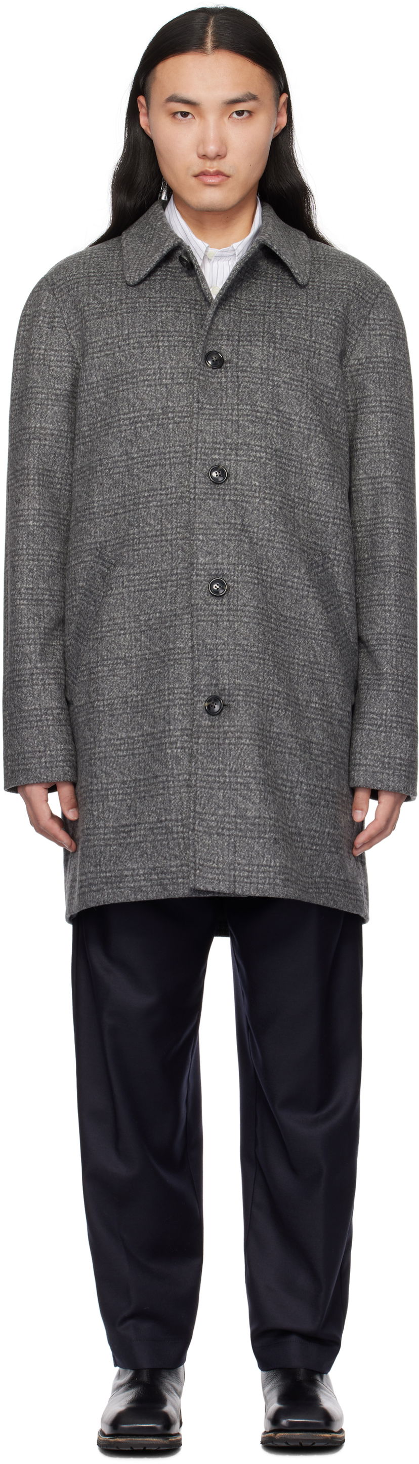 Plašči A.P.C. Wool Car Coat Siva | WOARE-H01547