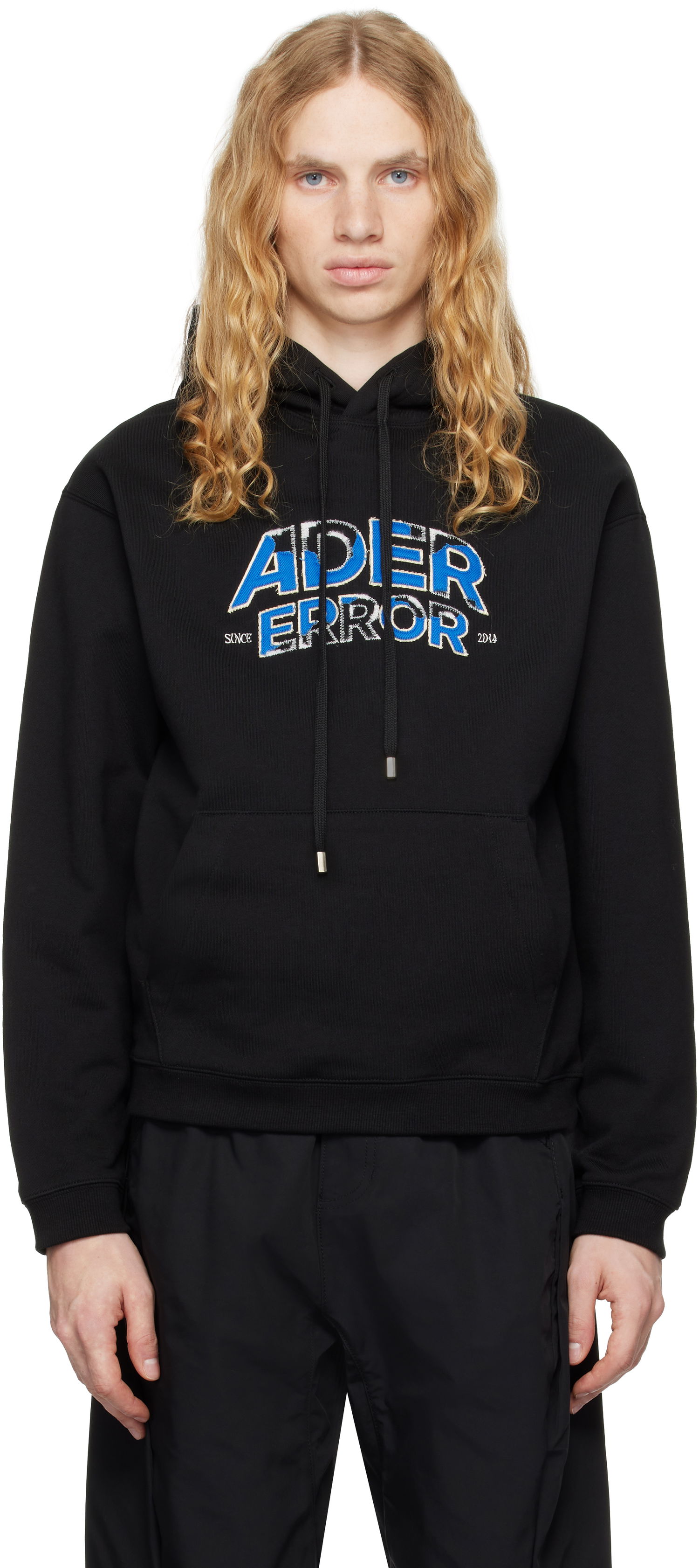 Pulover ADER ERROR Distressed Logo Graphic Print Hoodie Črna | BN25FYHD0101BK, 0