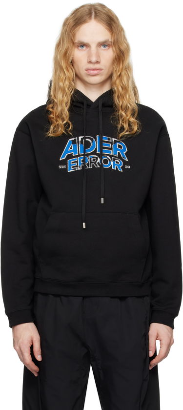Pulover ADER ERROR Distressed Logo Graphic Print Hoodie Črna | BN25FYHD0101BK, 0
